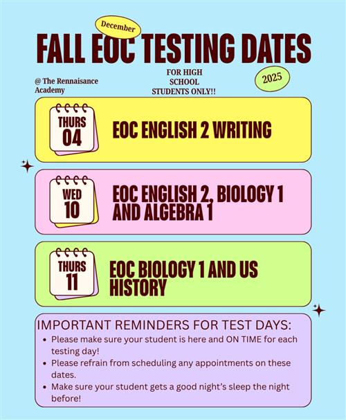 FALL EOC TESTING DATES